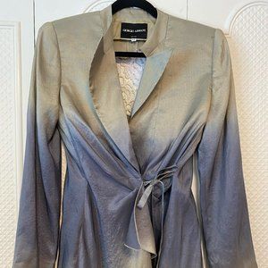 1990s Vintage Giorgio Armani Evening Jacket Grey Sage Ombré Size 44 Italian